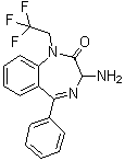 3-Amino-1,3-dihydro-5-phenyl-1-(2,2,2-trifluoroethyl)-2H-1,4-benzodiazepin-2-one molecular structure (CAS 177954-78-8)
