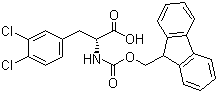 structure of CAS# 177966-58-4, Fmoc-3,4-dichloro-D-phenylalanine;Fmoc-D-Phe(3,4-Cl2)-OH; Fmoc-D-3,4-Dichlorophe; Fmoc-D-Phe(3,4-DiCl)-OH; Fluorenylmethoxycarbonyl-D-3,4-dichlorophenylalanine