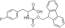 结构式 CAS# 177966-64-2, Fmoc-D-4-氟苯丙氨酸; N-(9-芴甲氧羰酰基)-D-4-氟苯丙氨酸