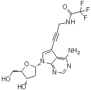 structure of CAS# 178420-75-2, N-[3-[4-Amino-7-(2-deoxy-beta-D-erythro-pentofuranosyl)-7H-pyrrolo[2,3-d]pyrimidin-5-yl]-2-propyn-1-yl]-2,2,2-trifluoroacetamide;7-TFA-ap-7-Deaza-dA