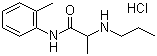 structure of CAS# 1786-81-8, Prilocaine hydrochloride;Propitocaine hydrochloride; 2-(Propylamino)-o-propionotoluidide hydrochloride; N-(2-Methylphenyl)-2-(propylamino)-propanamide hydrochloride