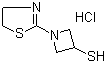 structure of CAS# 179337-57-6, 1-(4,5-Dihydro-2-thiazolyl)-3-azetidinethiol hydrochloride;2-(3-Mercaptoazetidin-1-yl)-2-thiazoline hydrochloride; 3-Mercapto-1-(1,3-thiazolin-2-yl)azetidine hydrochloride