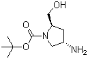 structure of CAS# 179472-26-5, (2R,4S)-4-Amino-2-(hydroxymethyl)-1-pyrrolidinecarboxylic acid tert-butyl ester