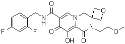 N-[(2,4-Difluorophenyl)methyl]-1',8'-dihydro-9'-hydroxy-2'-(2-methoxyethyl)-1',8'-dioxo-spiro[oxetane-3,3'(4'H)-[2H]pyrido[1,2-a]pyrazine]-7'-carboxamide molecular structure (CAS 1799952-37-6)