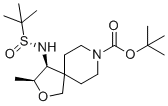 tert-butyl (3S,4S)-4-[[(R)-tert-butylsulfinyl]amino]-3-methyl-2-oxa-8-azaspiro[4.5]decane-8-carboxylate molecular structure (CAS 1801766-78-8)