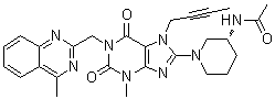 N-[(3R)-1-[7-(2-Butyn-1-yl)-2,3,6,7-tetrahydro-3-methyl-1-[(4-methyl-2-quinazolinyl)methyl]-2,6-dioxo-1H-purin-8-yl]-3-piperidinyl]acetamide molecular structure (CAS 1803079-49-3)