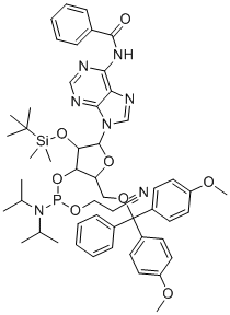 5'-O-DMT-2'-O-TBDMS-N6-Benzoyl-L-Adenosine 3'-CE phosphoramidite molecular structure (CAS 1803193-36-3)