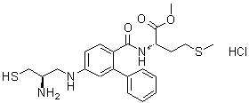 N-[[5-[[(2R)-2-氨基-3-巯基丙基]氨基][1,1'-联苯]-2-基]羰基]-L-蛋氨酸甲酯单盐酸盐分子结构 (CAS 180977-34-8)