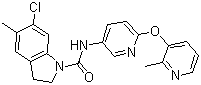 6-Chloro-2,3-dihydro-5-methyl-N-[6-[(2-methyl-3-pyridinyl)oxy]-3-pyridinyl]-1H-indole-1-carboxamide molecular structure (CAS 181632-25-7)