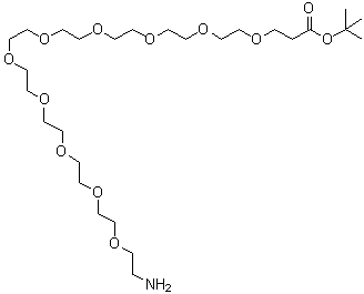 33-Amino-4,7,10,13,16,19,22,25,28,31-decaoxatritriacontanoic acid 1,1-dimethylethyl ester molecular structure (CAS 1818294-42-6)