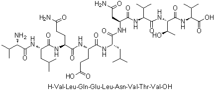 L-Valyl-L-leucyl-L-glutaminyl-L-alpha-glutamyl-L-leucyl-L-asparaginyl-L-valyl-L-threonyl-L-valine molecular structure (CAS 182253-77-6)