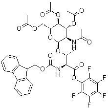 N-[(9H-Fluoren-9-ylmethoxy)carbonyl]-O-[3,4,6-tri-O-acetyl-2-(acetylamino)-2-deoxy-alpha-D-glucopyranosyl]-L-threonine pentafluorophenyl ester molecular structure (CAS 182369-94-4)