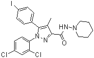 结构式 CAS# 183232-66-8, 1-(2,4-二氯苯基)-5-(4-碘苯基)-4-甲基-N-1-哌啶基-1H-吡唑-3-甲酰胺