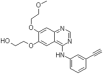 结构式 CAS# 183321-86-0, CP 373420; 2-[[4-[(3-乙炔基苯基)氨基]-7-(2-甲氧基乙氧基)-6-喹唑啉基]氧基]乙醇