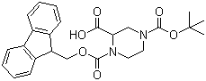 4-Boc-1-Fmoc-2-piperazinecarboxylic acid molecular structure (CAS 183742-23-6)