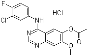 4-(3-氯-4-氟苯基氨基)-7-甲氧基喹唑啉-6-基乙酸酯盐酸盐分子结构 (CAS 184475-70-5)