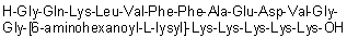 Glycyl-L-glutaminyl-L-lysyl-L-leucyl-L-valyl-L-phenylalanyl-L-phenylalanyl-L-alanyl-L-alpha-glutamyl-L-alpha-aspartyl-L-valylglycylglycyl-6-aminohexanoyl-L-lysyl-L-lysyl-L-lysyl-L-lysyl-L-lysyl-L-lysine molecular structure (CAS 184951-46-0)