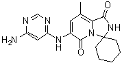 structure of CAS# 1849590-01-7, 6'-[(6-Amino-4-pyrimidinyl)amino]-8'-methylspiro[cyclohexane-1,3'(2'H)-imidazo[1,5-a]pyridine]-1',5'-dione