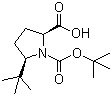 结构式 CAS# 185142-24-9, (2S,5S)-N-Boc-5-叔丁基吡咯烷-2-甲酸; (2S,5S)-N-叔丁氧羰基-5-叔丁基吡咯烷-2-甲酸