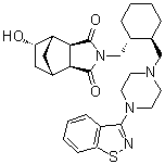 [2(1R*,2R*),3aalpha,4beta,5alpha,7beta,7aalpha]-2-[[2-[[4-(1,2-Benzisothiazol-3-yl)-1-piperazinyl]methyl]cyclohexyl]methyl]hexahydro-5-hydroxy-4,7-methano-1H-isoindole-1,3(2H)-dione molecular structure (CAS 186204-33-1)