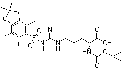 结构式 CAS# 186698-61-3, N5-[[[(2,3-二氢-2,2,4,6,7-五甲基-5-苯并呋喃基)磺酰基]氨基]亚氨基甲基]-N2-[叔丁氧羰基]-D-鸟氨酸