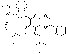 甲基 2,3,4-三-O-苄基-6-O-三苯甲基-alpha-D-吡喃葡萄糖苷分子结构 (CAS 18685-19-3)