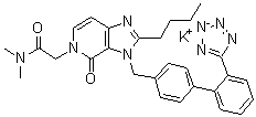 2-Butyl-3,4-dihydro-N,N-dimethyl-4-oxo-3-[[2'-(1H-tetrazol-5-yl)[1,1'-biphenyl]-4-yl]methyl]-5H-imidazo[4,5-c]pyridine-5-acetamide potassium salt molecular structure (CAS 187683-79-0)