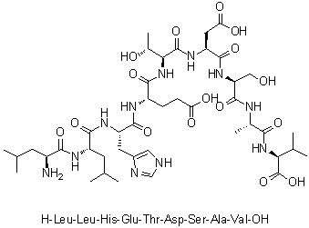 L-亮氨酰-L-亮氨酰-L-组氨酰-L-alpha-谷氨酰-L-苏氨酰-L-alpha-天冬氨酰-L-丝氨酰-L-丙氨酰-L-缬氨酸分子结构 (CAS 187968-03-2)