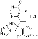 3-(6-Chloro-5-fluoropyrimidin-4-yl)-2-(2,4-difluorophenyl)-1-(1H-1,2,4-triazol-1-yl)butan-2-ol hydrochloride molecular structure (CAS 188416-20-8)