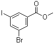 structure of CAS# 188813-07-2, 3-Bromo-5-iodobenzoic acid methyl ester;Methyl 3-bromo-5-iodobenzoate; Methyl 5-bromo-3-iodobenzoate