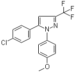 structure of CAS# 188817-13-2, SC 560;5-(4-Chlorophenyl)-1-(4-methoxyphenyl)-3-(trifluoromethyl)-1H-pyrazole