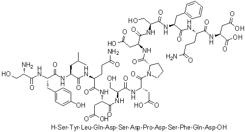 L-丝氨酰-L-酪氨酰-L-亮氨酰-L-谷氨酰胺酰-L-alpha-天冬氨酰-L-丝氨酰-L-alpha-天冬氨酰-L-脯氨酰-L-alpha-天冬氨酰-L-丝氨酰-L-苯丙氨酰-L-谷氨酰胺酰-L-天冬氨酸分子结构 (CAS 189170-01-2)