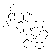 4-(1-Hydroxy-1-methylethyl)-2-propyl-1-[[2'-[(triphenylmethyl)-1H-tetrazol-5-yl][1,1'-biphenyl]-4-yl]methyl]-1H-imidazole-5-carboxylic acid ethyl ester molecular structure (CAS 189400-21-3)
