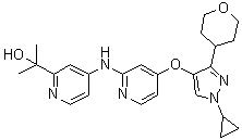 4-[[4-[[1-Cyclopropyl-3-(tetrahydro-2H-pyran-4-yl)-1H-pyrazol-4-yl]oxy]-2-pyridinyl]amino]-alpha,alpha-dimethyl-2-pyridinemethanol molecular structure (CAS 1898283-02-7)