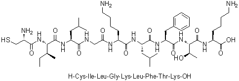 L-半胱氨酰-L-异亮氨酰-L-亮氨酰甘氨酰-L-赖氨酰-L-亮氨酰-L-苯丙氨酰-L-苏氨酰-L-赖氨酸分子结构 (CAS 1900669-02-4)