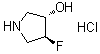 structure of CAS# 1909293-52-2, (3S,4S)-4-Fluoro-3-pyrrolidinol hydrochloride (1:1)