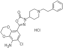 5-(8-Amino-7-chloro-2,3-dihydro-1,4-benzodioxin-5-yl)-3-[1-(2-phenylethyl)piperidin-4-yl]-1,3,4-oxadiazol-2(3H)-one hydrochloride molecular structure (CAS 191023-43-5)