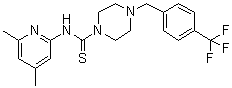 结构式 CAS# 1916571-90-8, N-(4,6-二甲基-2-吡啶基)-4-[[4-(三氟甲基)苯基]甲基]-1-哌嗪硫代甲酰胺