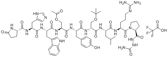 H-Pyr-His-Trp-Ser(Ac)-Tyr-D-Ser(tBu)-Leu-Arg-Pro-NHNHCONH2.TFA molecular structure (CAS 1926163-83-8)