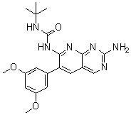 结构式 CAS# 192705-79-6, N-[2-氨基-6-(3,5-二甲氧基苯基)吡啶并[2,3-d]嘧啶-7-基]-N'-(1,1-二甲基乙基)脲