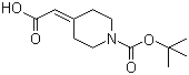 structure of CAS# 193085-24-4, 1-Boc-piperidin-4-ylideneacetic acid;2-(1-Boc-piperidin-4-ylidene)acetic acid; 4-Carboxymethylenepiperidine-1-carboxylic acid tert-butyl ester