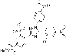 structure of CAS# 193149-74-5, 2-(2-Methoxy-4-nitrophenyl)-3-(4-nitrophenyl)-5-(2,4-disulfophenyl)-2H-tetrazolium sodium salt;5-(2,4-Disulfophenyl)-3-(2-methoxy-4-nitrophenyl)-2-(4-nitrophenyl)-2H-tetrazolium inner salt sodium salt (1:1)
