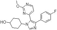 structure of CAS# 193551-21-2, SB-239063;trans-1-(4-Hydroxycyclohexyl)-4-(4-fluorophenyl)-5-(2-methoxypyridimidin-4-yl)imidazole