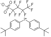 structure of CAS# 194999-85-4, Di(4-tert-butylphenyl)iodonium perfluorobutanesulfonate;BBI 109; Bis(4-t-butylphenyl)iodonium nonaflate; Bis(4-tert-butylphenyl)iodonium nonaflate; Bis(4-tert-butylphenyl)iodonium nonafluorobutanesulfonate; Bis(4-tert-butylphenyl)iodonium perfluoro-1-butanesulfonate; Bis(4-tert-butylphenyl)iodonium perfluorobutanesulfonate; DTBPI-PFBS; Di(4-tert-butylphenyl)iodonium perfluoro-1-butanesulfonate