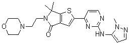 5,6-Dihydro-6,6-dimethyl-2-[2-[(1-methyl-1H-pyrazol-5-yl)amino]-4-pyrimidinyl]-5-[2-(4-morpholinyl)ethyl]-4H-thieno[2,3-c]pyrrol-4-one molecular structure (CAS 1951483-29-6)