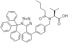 structure of CAS# 195435-23-5, Triphyl valsartan;Triphenyl valsartan; 3-Methyl-2-[pentanoyl-[[4-[2-(1-triphyltetrazol-5-yl)phenyl]phenyl]methyl]amino]-butanoic acid