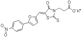 (5Z)-5-[[5-(4-Nitrophenyl)-2-furanyl]methylene]-4-oxo-2-thioxo-3-thiazolidinepropanoic acid potassium salt (1:1) molecular structure (CAS 1956356-56-1)