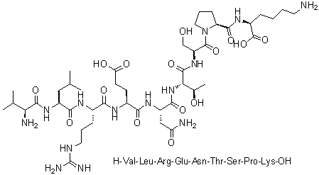 L-Valyl-L-leucyl-L-arginyl-L-alpha-glutamyl-L-asparaginyl-L-threonyl-L-seryl-L-prolyl-L-lysine molecular structure (CAS 196514-67-7)