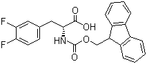 Fmoc-D-3,4-二氟苯丙氨酸分子结构 (CAS 198545-59-4)
