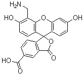4'-(Aminomethyl)-3',6'-dihydroxy-3-oxospiro[isobenzofuran-1(3H),9'-[9H]xanthene]-5-carboxylic acid molecular structure (CAS 198546-45-1)